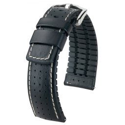 Hirsch Tiger óraszíj, borjúbőr/kaucsuk fekete 24/22L