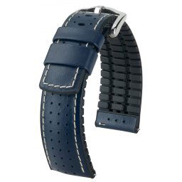 Hirsch Tiger óraszíj, borjúbőr/kaucsuk kék 24/22L