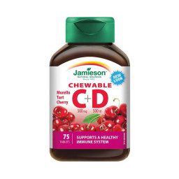 Jamieson C+D-vitamin 500 mg/500 NE szopogató tabletta cseresznye ízesítéssel 75x