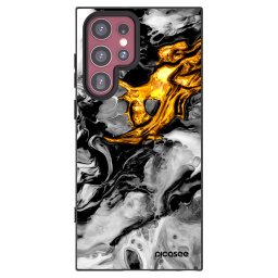 Fekete szilikon tok az alábbi mobiltelefonokra Samsung Galaxy S22 Ultra 5G - Black Gold 2