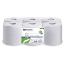 Toalettpapír, 2 rétegű, 120 m, 19 cm átmérő, LUCART, \Eco\, fehér [12 tek]