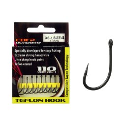 Carp Academy XS-1 pontyozó - bojlis horog, teflon, matt fekete, #4, 10db