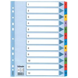 ESSELTE Regiszter, karton, A4, 1-12, ESSELTE "Mylar"