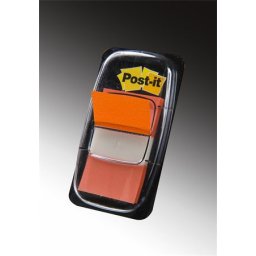 3M POSTIT Jelölőcímke, műanyag, 50 lap, 25x43 mm, 3M POSTIT, narancs