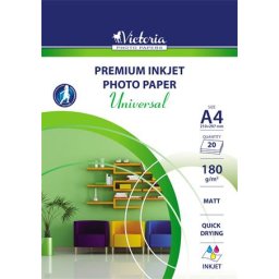 VICTORIA PAPER Fotópapír, tintasugaras, A4, 180 g, matt, VICTORIA PAPER "Universal"