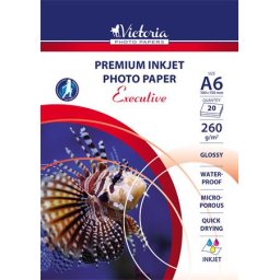 VICTORIA PAPER Fotópapír, tintasugaras, A6, 260 g, magasfényű, VICTORIA PAPER "Executive"