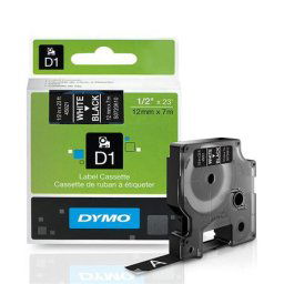 DYMO Feliratozógép szalag, 12 mm x 7 m, DYMO "D1", fekete-fehér