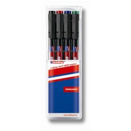 EDDING Alkoholos marker készlet, OHP, 0,6 mm, EDDING "141 F", 4 különböző szín