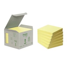 3M POSTIT Öntapadó jegyzettömb, 76x76 mm, 6x100 lap, 3M POSTIT, sárga