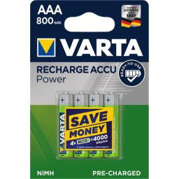 VARTA Tölthető elem, AAA mikro, 4x800 mAh, előtöltött, VARTA "Power"
