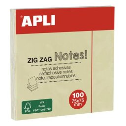 APLI Öntapadó jegyzettömb, "Z", 75x75 mm, 100 lap, APLI "Classic", sárga