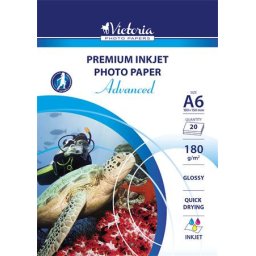 VICTORIA PAPER Fotópapír, tintasugaras, A6, 180 g, fényes, VICTORIA PAPER "Advanced"