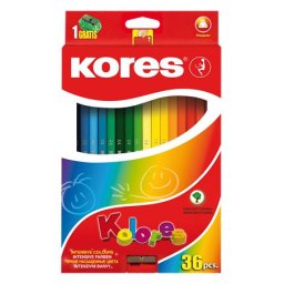 KORES Színes ceruza készlet, háromszögletű, KORES "Triangular", 36 különböző szín