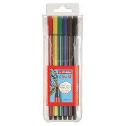 STABILO Filctoll készlet, 1 mm, STABILO "Pen 68", 6 különböző szín