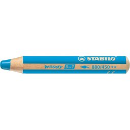 STABILO Színes ceruza, kerek, vastag, STABILO "Woody 3 in 1", ciánkék