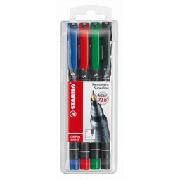 STABILO Alkoholos marker készlet, 0,4 mm, STABILO "OHPen S", 4 különböző szín