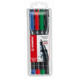 STABILO Alkoholos marker készlet, 1 mm, STABILO "OHPen M", 4 különböző szín