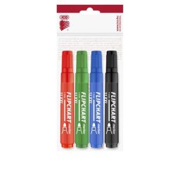 ICO Flipchart marker készlet, 1-3 mm, kúpos, ICO "Artip 11 XXL", 4 különböző szín