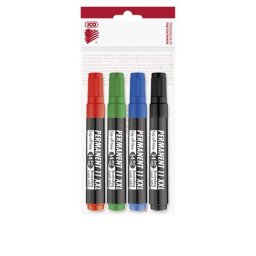 ICO Alkoholos marker készlet, 1-3 mm, kúpos, ICO "Permanent 11 XXL", 4 különböző szín