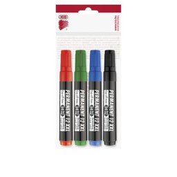 ICO Alkoholos marker készlet, 1-4 mm, vágott, ICO "Permanent 12 XXL", 4 különböző szín