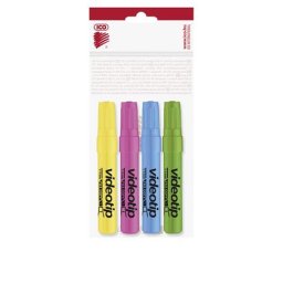 ICO Szövegkiemelő készlet, 1-4 mm, ICO "Videotip", 4 különböző szín