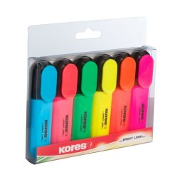 KORES Szövegkiemelő készlet, 0,5-5 mm, KORES, 6 különböző szín