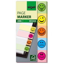 SIGEL Jelölőcímke, papír, 5x40 lap, 20x50 mm, SIGEL "Smile", vegyes szín
