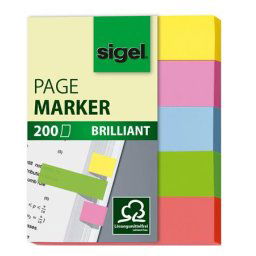 SIGEL Jelölőcímke, papír, 5x40 lap, 12x50 mm, SIGEL "Brilliant Mini", vegyes szín