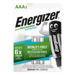ENERGIZER Tölthető elem, AAA mikro, 2x800 mAh, előtöltött, ENERGIZER "Extreme"