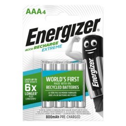 ENERGIZER Tölthető elem, AAA mikro, 4x800 mAh, előtöltött, ENERGIZER "Extreme"