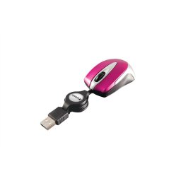 VERBATIM Egér, vezetékes, optikai, kisméret, USB, VERBATIM "Go Mini", ezüst-ciklámen