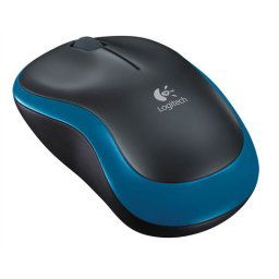 LOGITECH Egér, vezeték nélküli, optikai, közepes méret, USB, LOGITECH "M185", kék