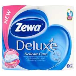 ZEWA Toalettpapír, 3 rétegű, kistekercses, 4 tekercs, ZEWA "Deluxe", fehér