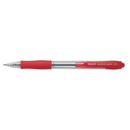 PILOT Golyóstoll, 0,22 mm, nyomógombos, PILOT "Super Grip", piros