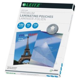 LEITZ Meleglamináló fólia, 100 mikron, A4, fényes, UDT technológiával, LEITZ "iLam"