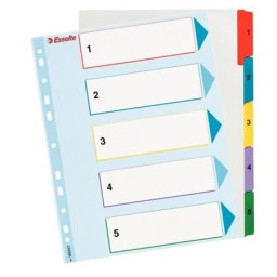 ESSELTE Regiszter, laminált karton, A4 maxi, 1-5, újraírható, ESSELTE