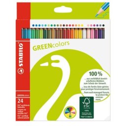 STABILO Színes ceruza készlet, hatszögletű, STABILO "GreenColours", 24 különböző szín