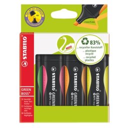 STABILO Szövegkiemelő készlet, 2-5 mm, STABILO "Green Boss", 4 különböző szín