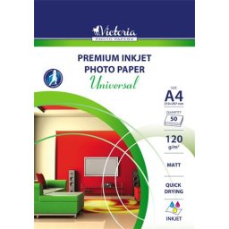 VICTORIA PAPER Fotópapír, tintasugaras, A4, 120 g, matt, VICTORIA PAPER "Universal"
