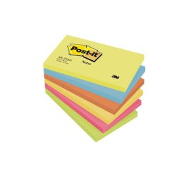 3M POSTIT Öntapadó jegyzettömb, 76x127 mm, 6x100 lap, 3M POSTIT "Energetic", vegyes színek