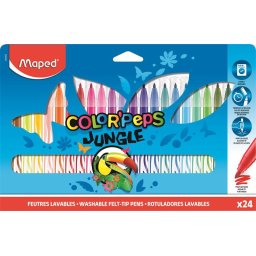 MAPED Filctoll készlet, 2,8 mm, kimosható, MAPED "Color'Peps Jungle", 24 különböző szín
