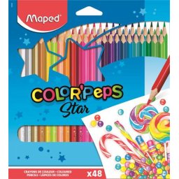 MAPED Színes ceruza készlet, háromszögletű, MAPED "Color'Peps Star", 48 különböző szín