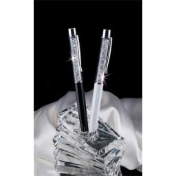 ART CRYSTELLA Golyóstoll, krémfehér, felül fehér SWAROVSKI(R) kristállyal töltve, 14 cm, ART CRYSTELLA(R)