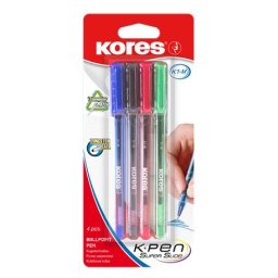 KORES Golyóstoll készlet, 1,0 mm, kupakos, háromszögletű, KORES "K1-M", vegyes színek