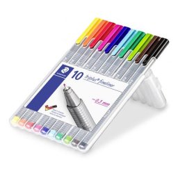 STAEDTLER Tűfilc készlet, 0,3 mm, STAEDTLER "Triplus 334", 10 különböző szín