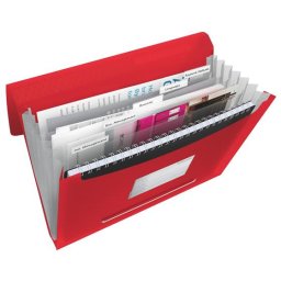 ESSELTE Harmonikamappa, A4, PP, 6 rekeszes, ESSELTE "Vivida", piros
