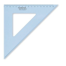 STAEDTLER Háromszög vonalzó, műanyag, 45°, 16 cm, STAEDTLER "Mars 567", átlátszó kék