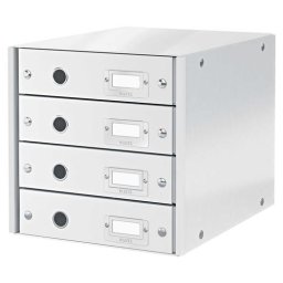 LEITZ Irattároló, laminált karton, 4 fiókos, LEITZ "Click&Store", fehér
