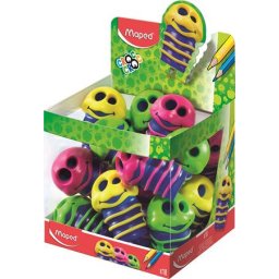 MAPED Hegyező display, kétlyukú, tartályos, MAPED "Croc Croc", kukac, vegyes színek