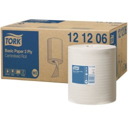 TORK Kéztörlő, tekercses, belsőmag-adagolás, 2 rétegű, M2 rendszer, Universal, TORK, fehér